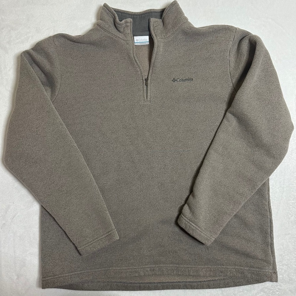 Columbia Men XL Great Hart Mountain III 1/4 Zip Pullover Boulder Heather Brown